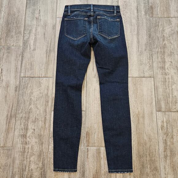 Frame Jeans Womens Size 24 Le Skinny De Jeanne Dark Wash Distressed Ankle Crop - Picture 7 of 12